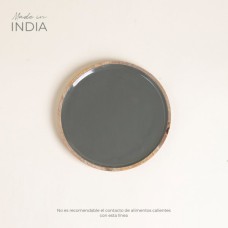 PLATO MADERA ESMALTADA SAHA 24cm GRIS